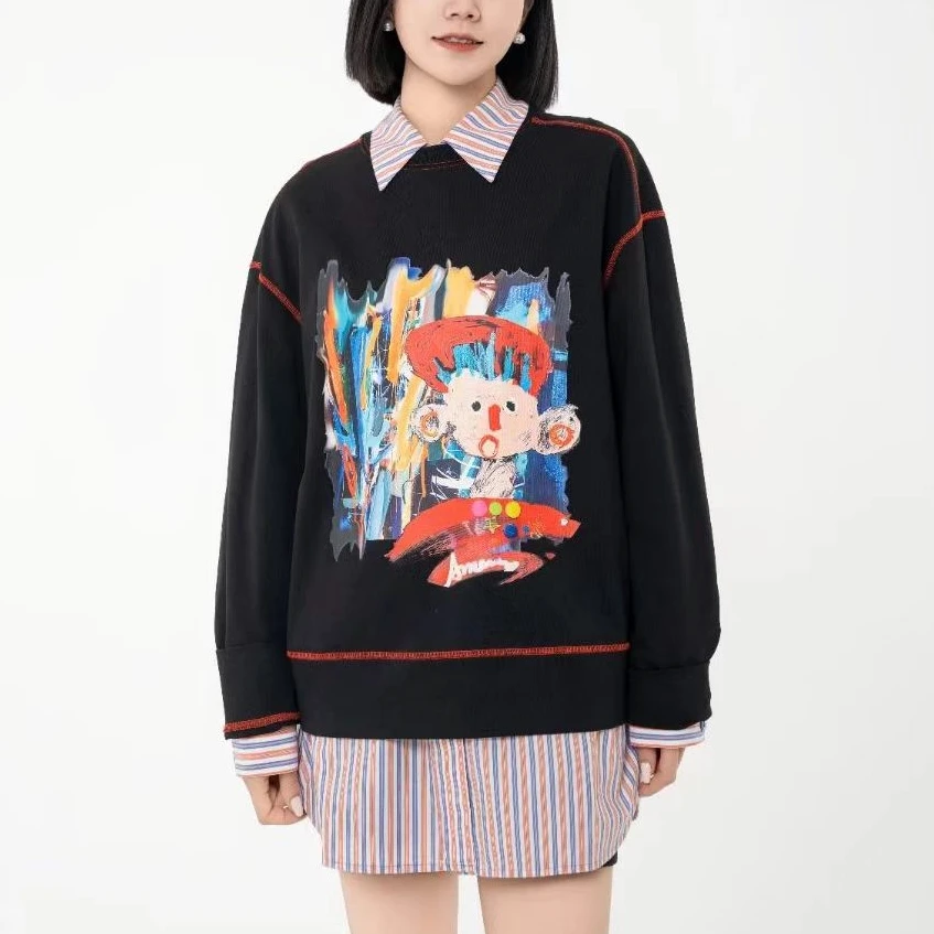 AMASS/阿玛施时尚圆领潮牌了不起兔贴花休闲宽松长袖卫衣5300746