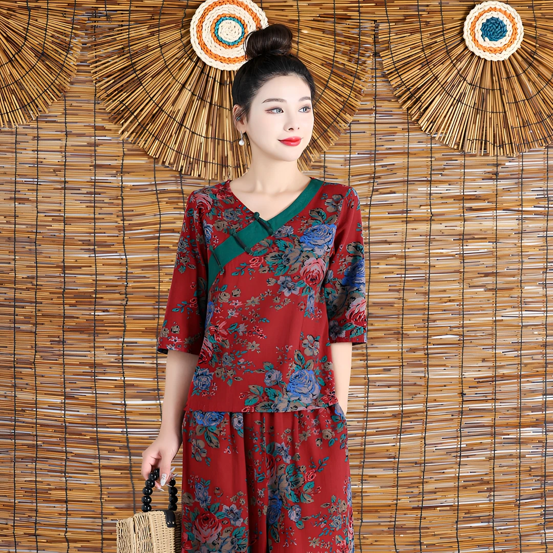 唐装复古民族风国风遮肚上衣时尚显瘦气质中国风宽松网红百搭上衣