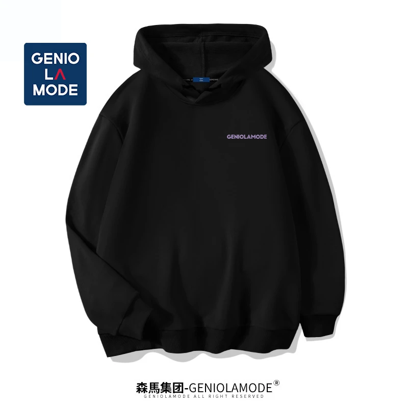 GENIOLAMODE卫衣男小众设计感品牌logo连帽春季内搭上衣长袖休闲