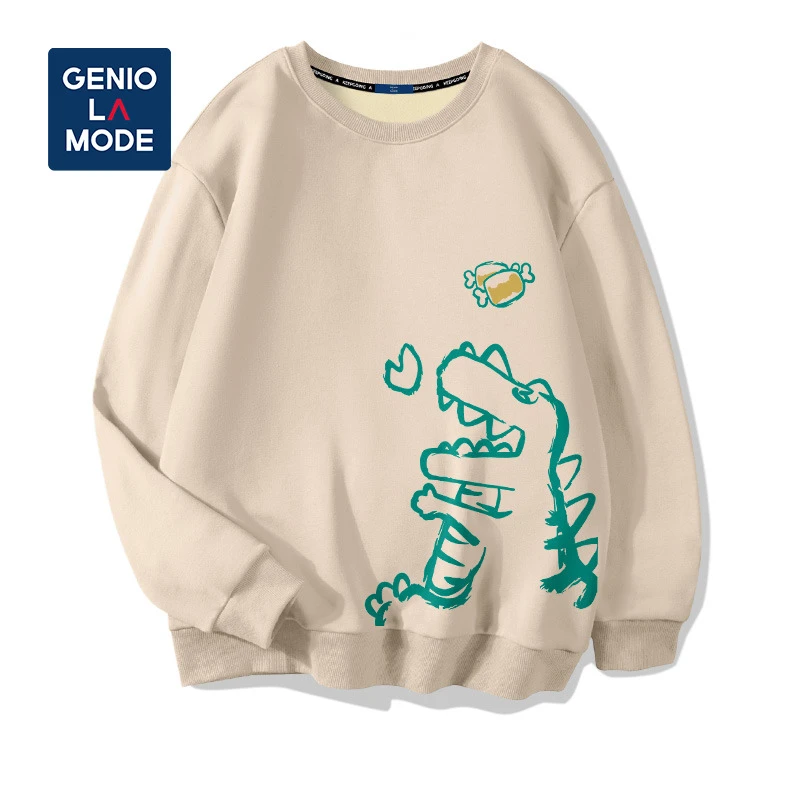 GENIOLAMODE恐龙卫衣男卡通可爱2022新款男生外套秋冬款时尚长袖