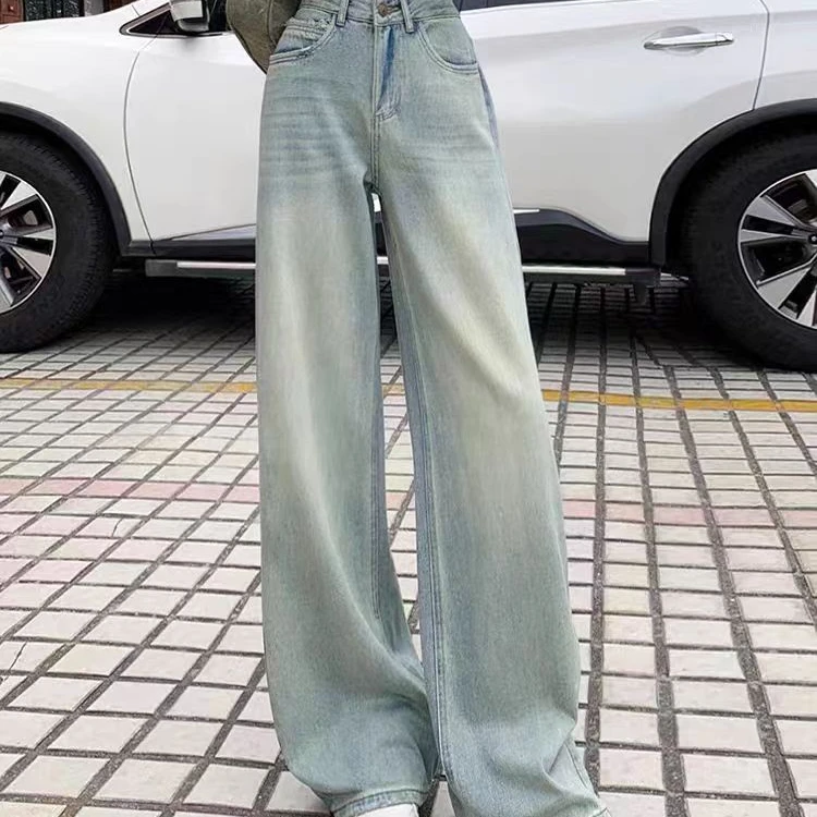 【主播身上同款】显瘦高腰夏季破洞复古水洗宽松薄款春秋女牛仔裤