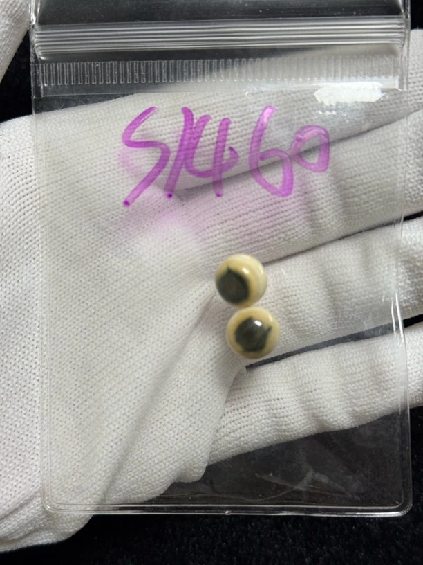 S1460 猛犸牙1.0蓝眼圆珠一对配饰