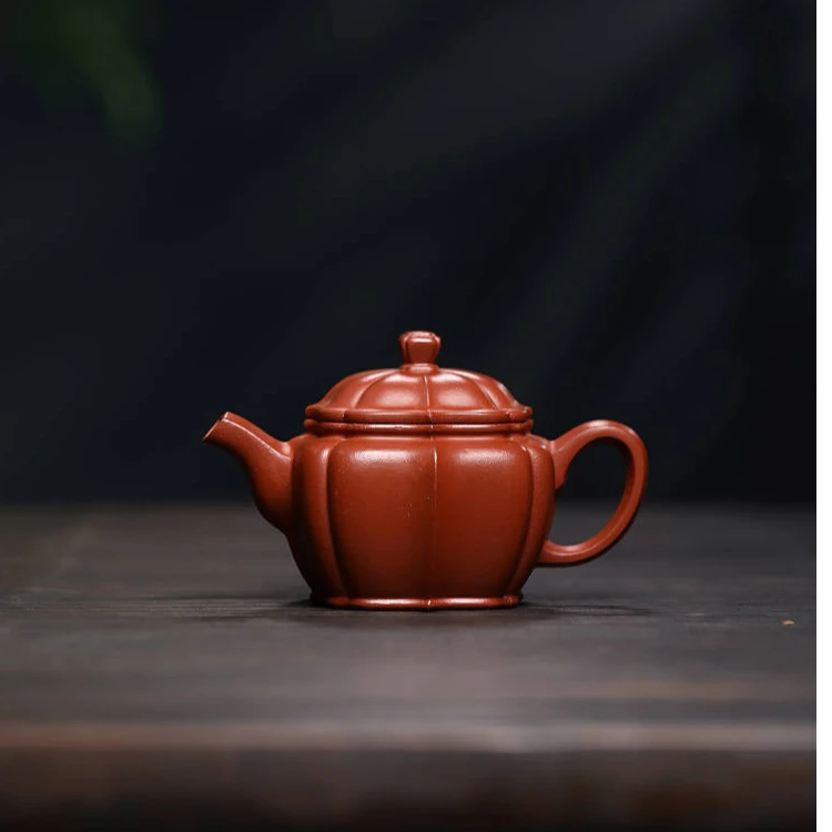 宜兴紫砂壶纯手工电窑烧制出水暴爽断水利索无刻绘朱泥筋纹小汉瓦