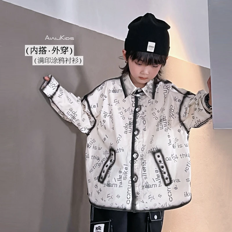 【海报】时髦高级长袖秋装痞帅字母衬衣4088212O0