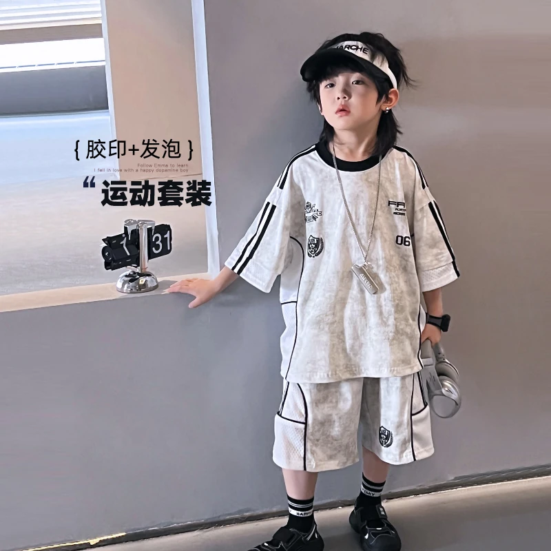 男童夏装套装儿童韩版短袖短裤中大童洋气运动风两件套 4068517O5
