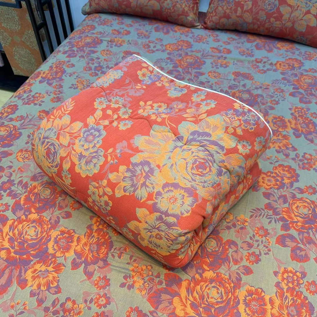 【王厂长】-花开富贵-双层纱加厚棉花冬被全棉A类色织大提花双层纱