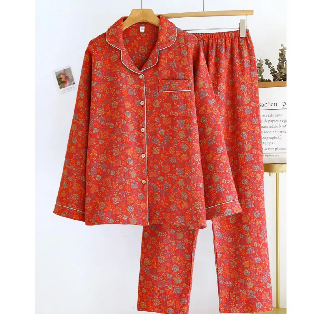 【套装款】A类母婴级双层纱布家居服睡衣女套装休闲碎花春秋夏季