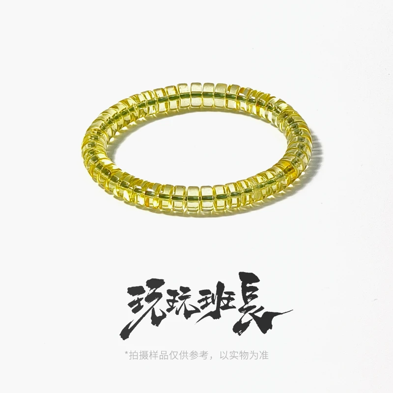 天然琥珀蜜蜡金珀直切药片隔片手串精工渐变色单圈7mm8mm9mm