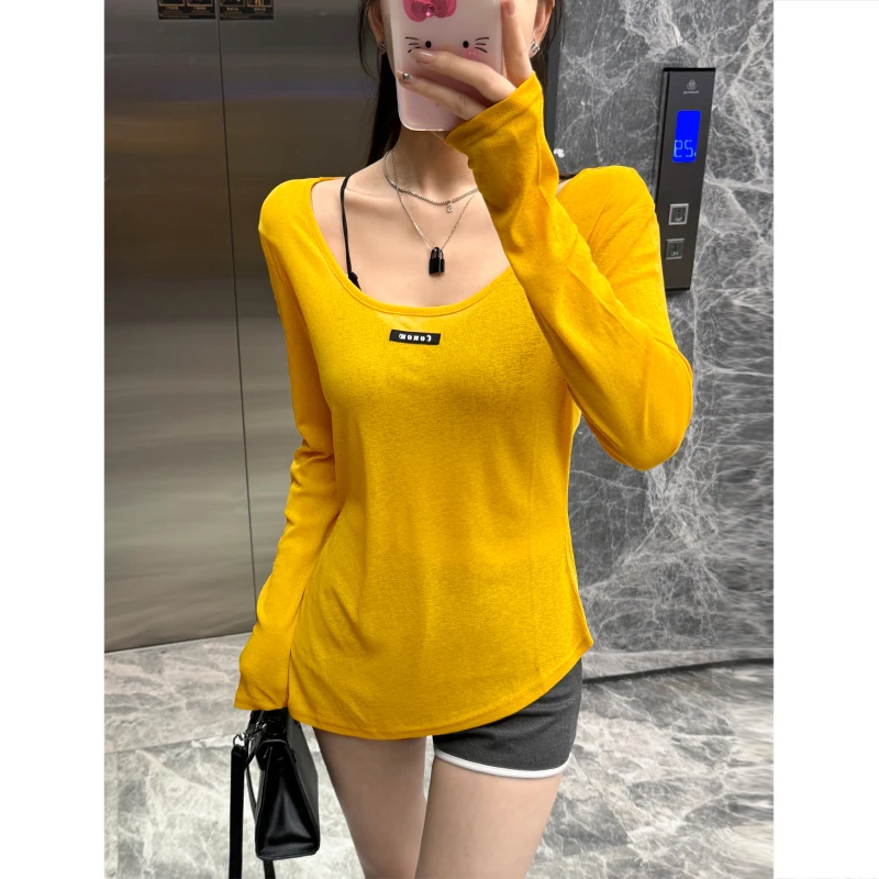 薄款微透t恤女夏季2025新款宽松慵懒上衣设计感开叉外搭长袖罩衫