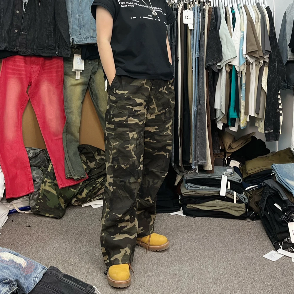 迷彩伞兵裤bobo姐性价比好裤男女同款时尚百搭宽松直筒工装迷彩裤