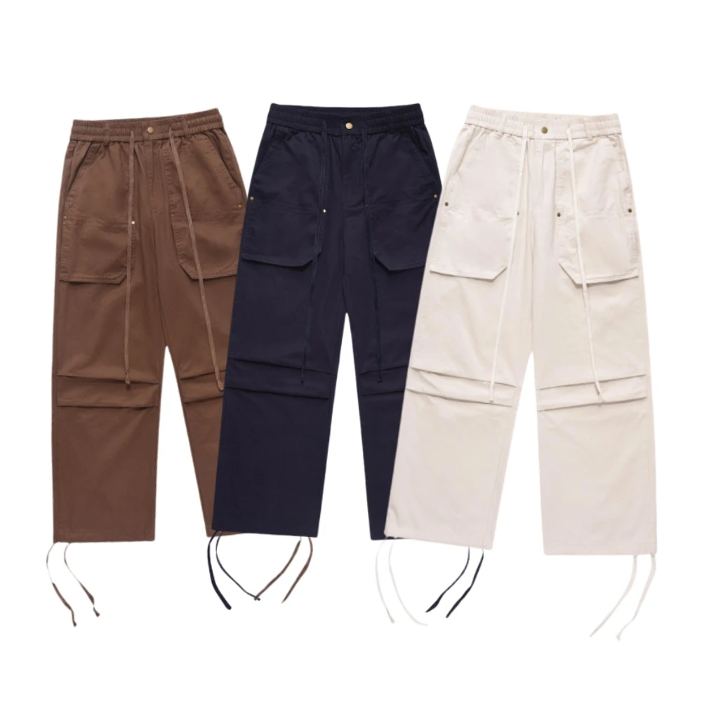 BOBO姐 男女穿搭美式复古美拉德宽松直筒伞兵裤工装休闲裤C660