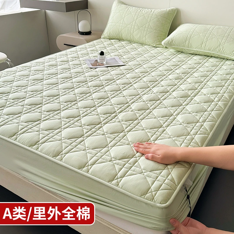 a类母婴级里外全棉床笠单件加厚棉花夹棉纯棉防滑床罩套四季通用