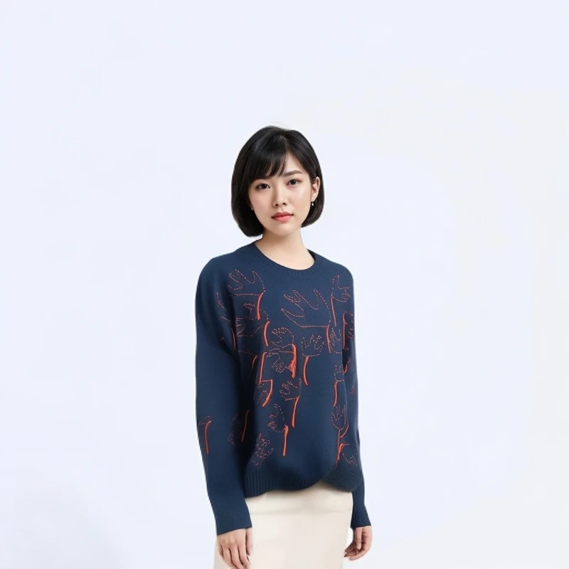 100%全羊毛时尚休闲宽松气质慵懒流苏刺绣羊毛衫！20650