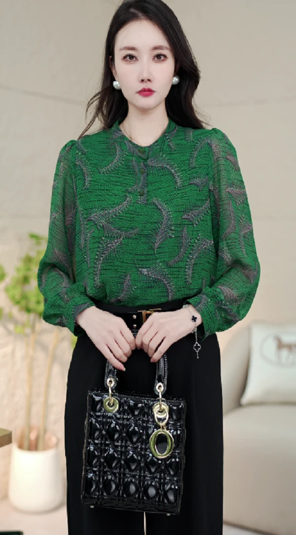 Y017新款时尚百搭气质宽松减龄木耳边上衣小衫长袖-鸽子