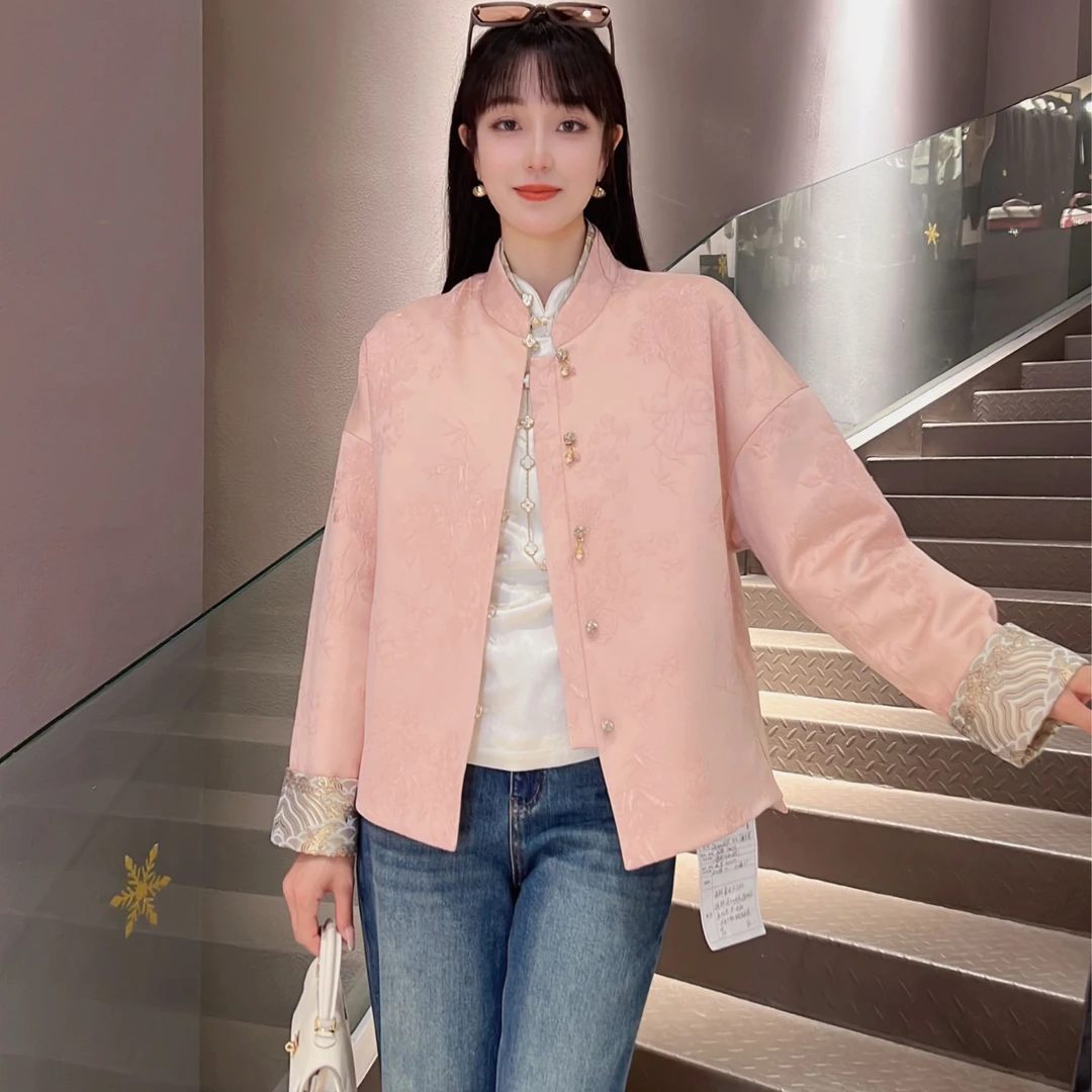 《秀秀定制》《粉桃》冬季新中式百搭加厚保暖气质长袖时尚棉服2679