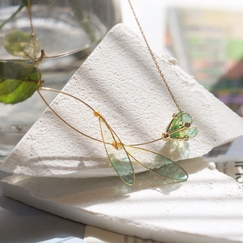 春夏新品玻璃花渐变色项链