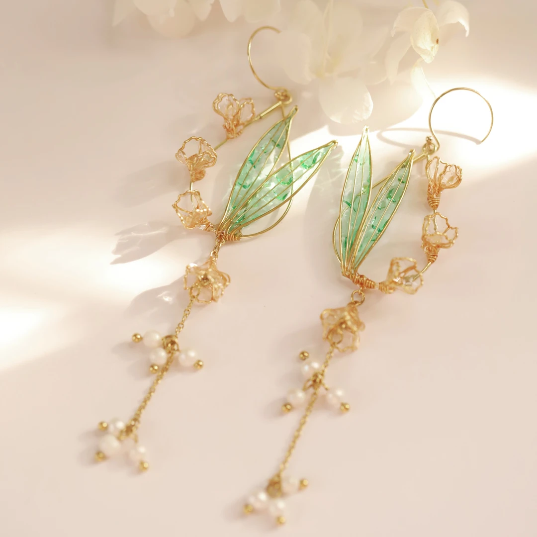 夏季新款铃兰系列滴胶长款女士耳环