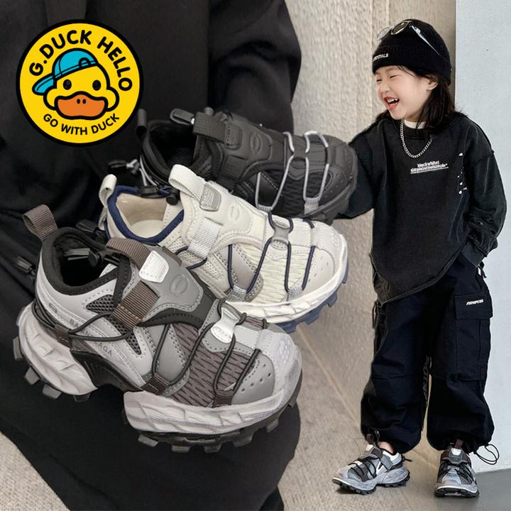 小黄鸭2024秋冬季新款男童防滑运动鞋女童时尚百搭儿童厚底轻便鞋