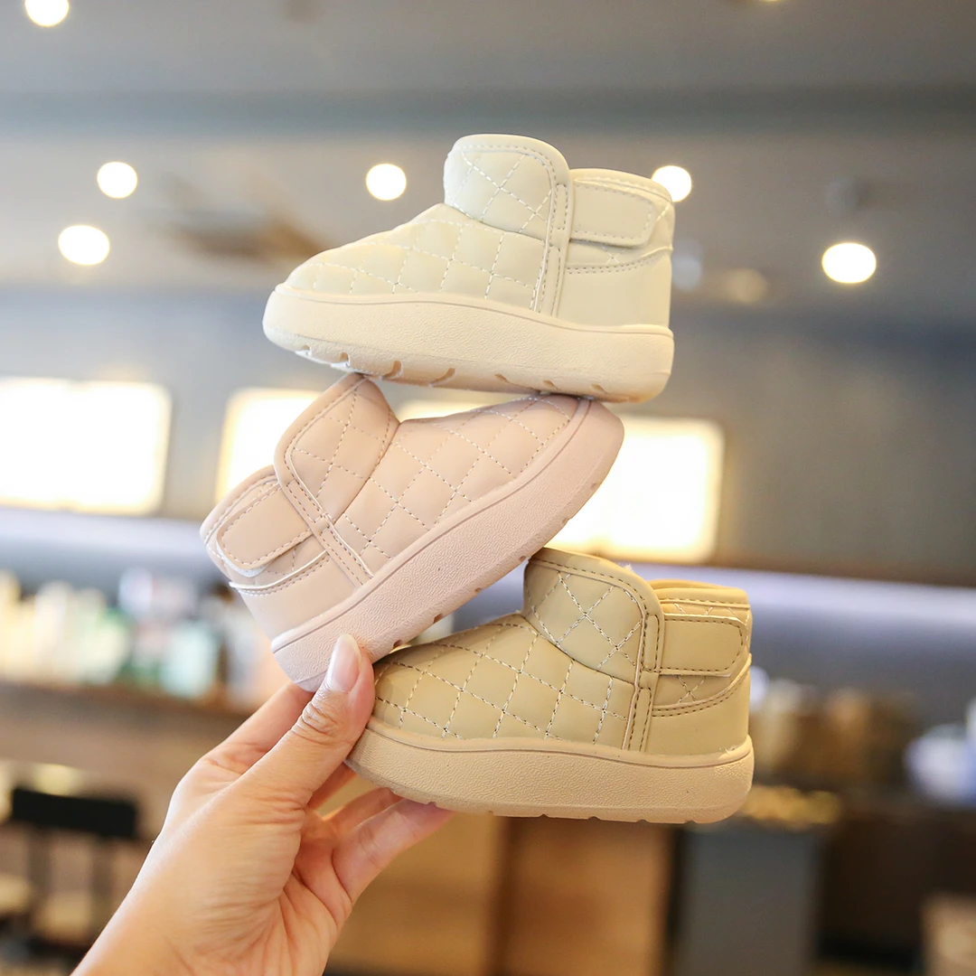 Sportmern女宝宝雪地靴加绒加厚冬季婴儿鞋子防滑防水男小童棉鞋