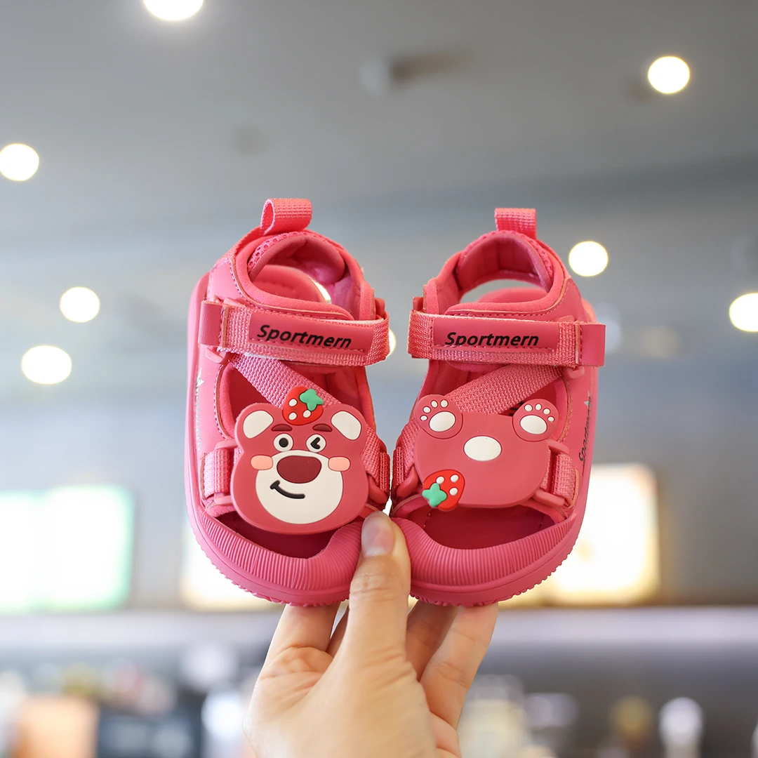 Sportmern草莓熊婴儿学步鞋软底夏季宝宝鞋子包头透气凉鞋婴儿鞋