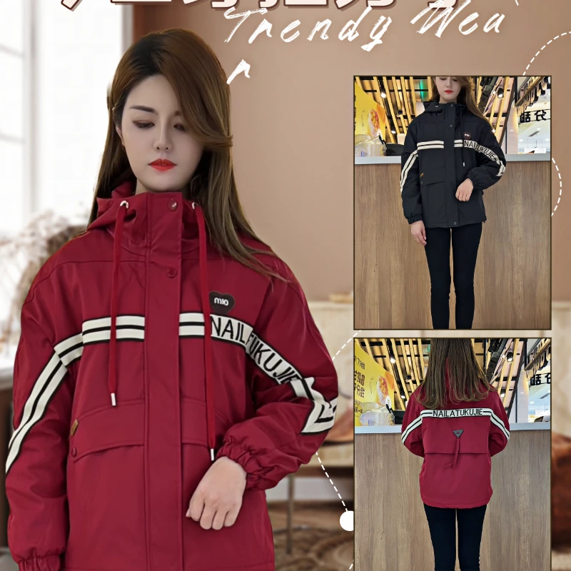 秋冬夹棉加厚棉服冲锋衣外套时尚百搭宽松显瘦保暖休闲减龄外套