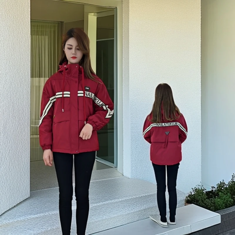 秋季韩版时尚百搭修身宽松冲锋衣连帽外套洋气潮流减龄外套女