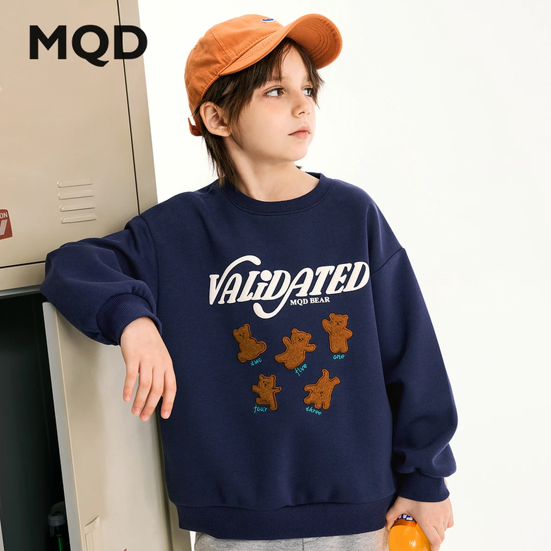 MQD童装儿童24秋季新品潮酷休闲卡通圆领卫衣9643W0613
