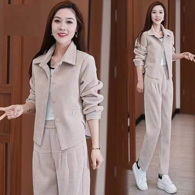 大码女装时尚休闲运动服套装女士春秋装微胖mm宽松显瘦遮肉两件套