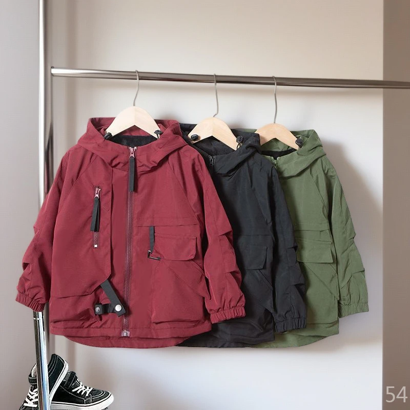 儿童装男童秋冬新款加棉加厚防风连帽外套2024中大童流行休闲款