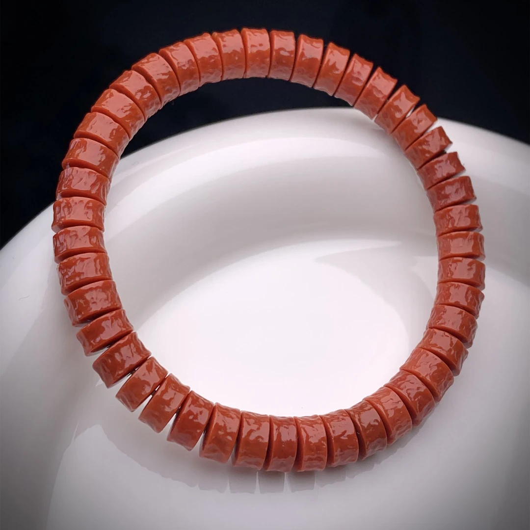 【旷野珠宝】天然川料南红嘎手串7.6mm尺寸满色满肉柿子红精工