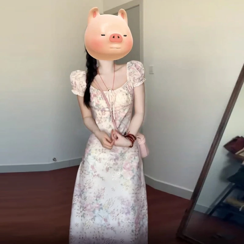 2578法式温柔碎花连衣裙子女装夏季新款小众设计感气质显瘦长裙