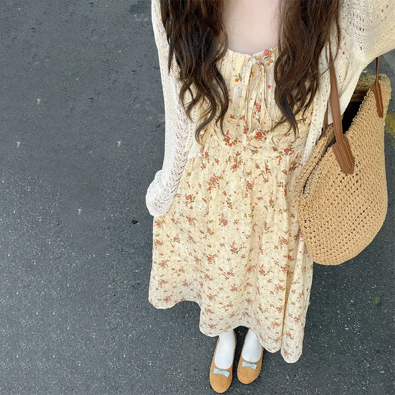 法式温柔风碎花连衣裙子夏季产地好物女装轻奢高级感收腰长裙4345