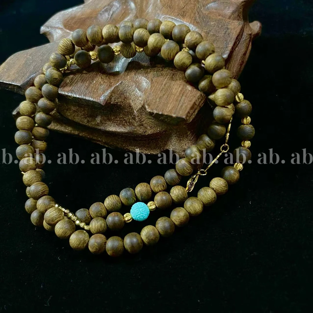 【鲸囍】绿松●沉香●18k金项链长约63cm多样发一#8569