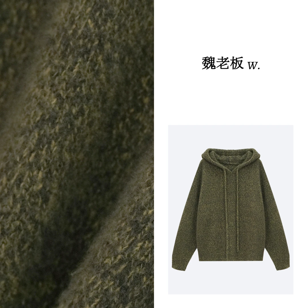 W.Diva【智妍】柔软宽松连帽套头百搭时尚针织毛衣休闲4ZDM78910