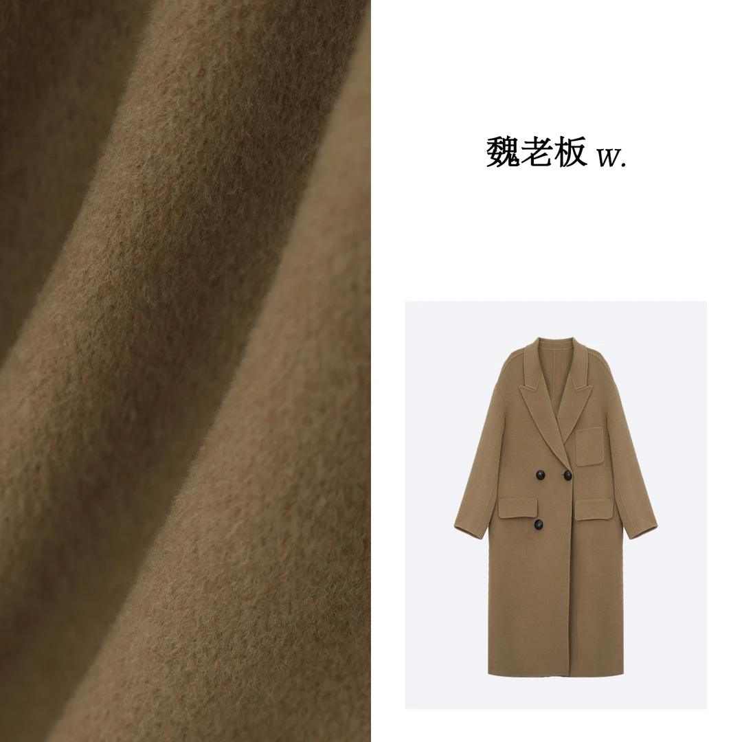 W.Diva【顶流】冬日伦敦气质高级感中长款羊绒大衣4C0511170