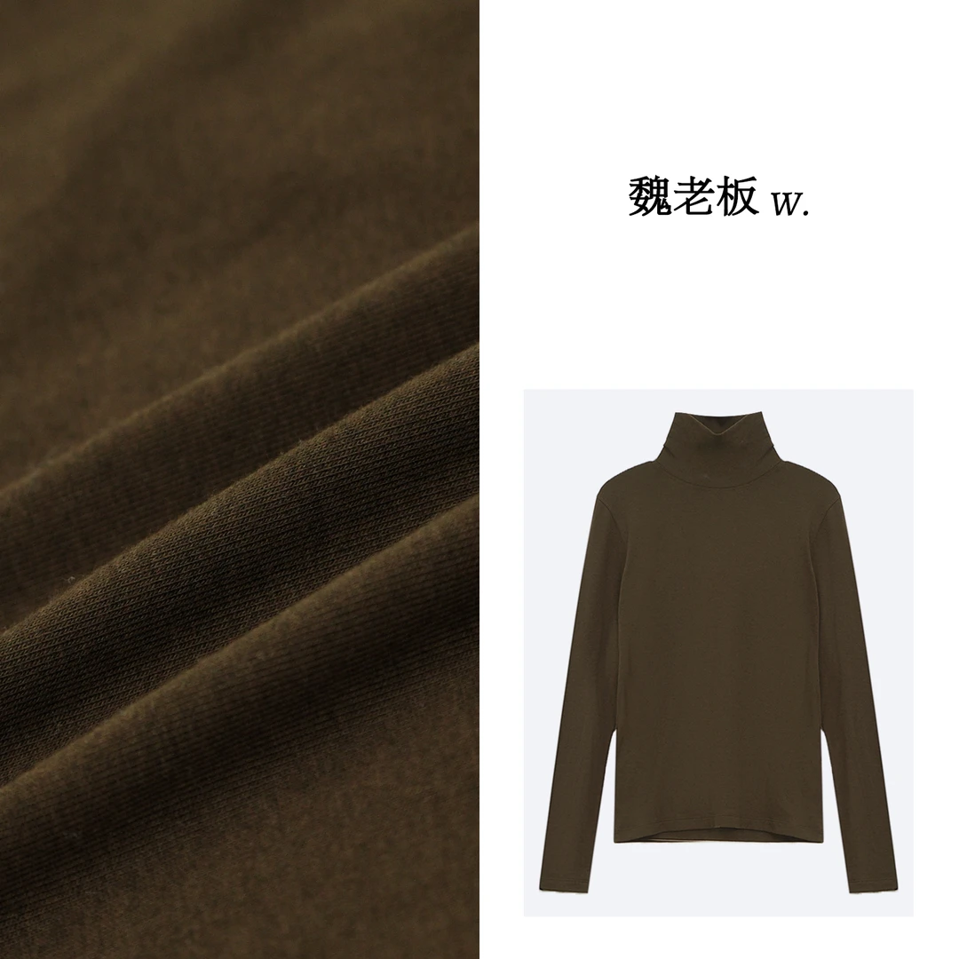 W.Diva【心头】珍珠山羊绒高领长袖打底针织T恤4Z24828GL