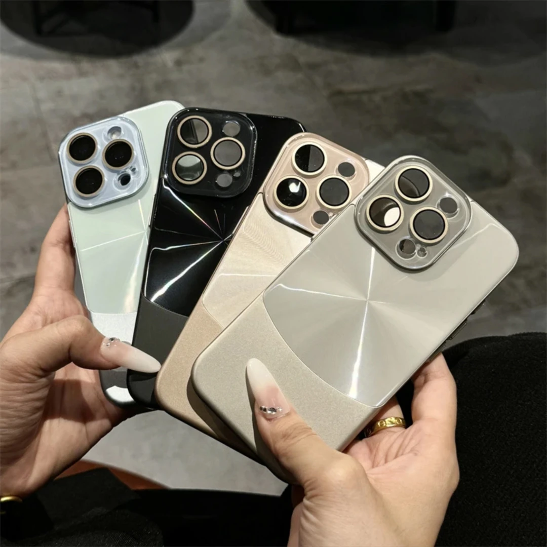 新款护镜双拼CD纹适用于苹果16pro Max手机壳简约水晶护镜iPhone