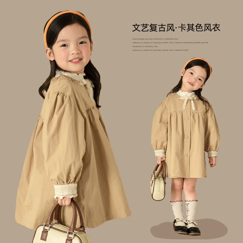 SASA的丸子妹女童风衣外套2023新款宝宝中长款英伦风服装时髦1612