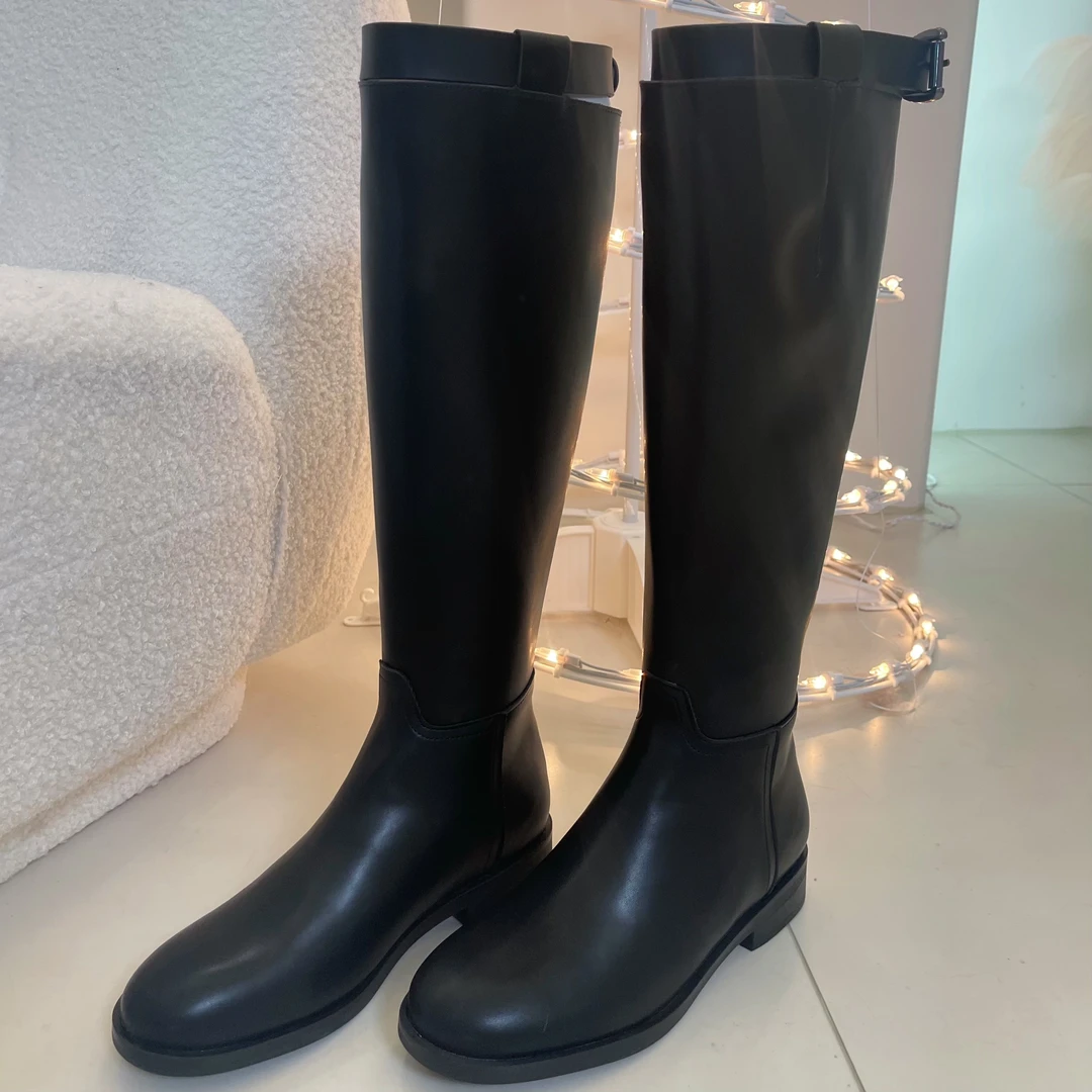 【甜柚柚】新款时尚百搭皮质高筒靴7-221