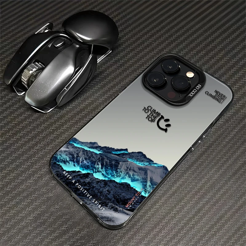 适用苹果iphone14ProMax雪山新款网红防摔个性电镀手机壳