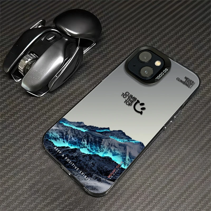 适用苹果iphone13雪山新款网红防摔个性创意潮电镀手机壳
