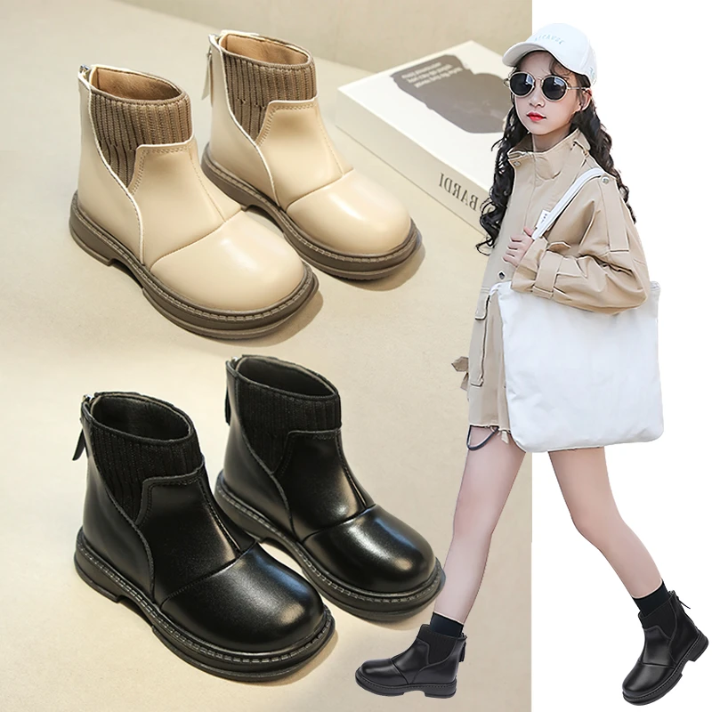 26到36码女童靴子短靴秋冬短靴儿童皮靴宝宝马丁靴大童皮鞋春秋款