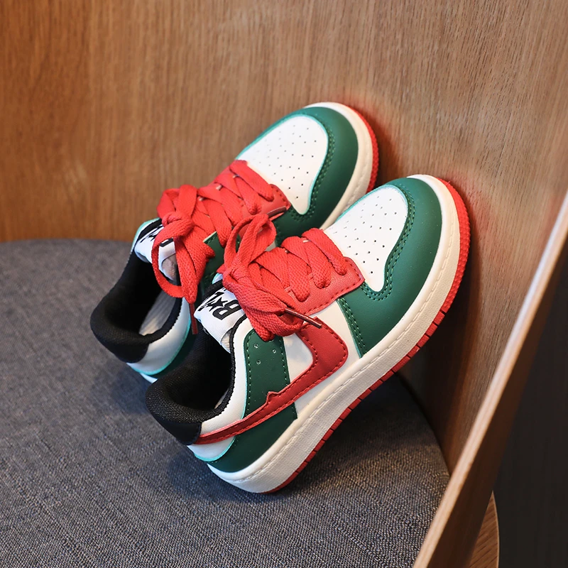 女童运动鞋2024春秋新款学生跑步鞋男童软底童鞋儿童老爹鞋皮面鞋