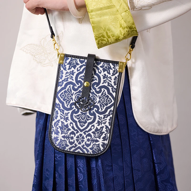 【赵健老师】南京云锦博物馆四合如意包包蓝中式文艺复古云锦斜挎包