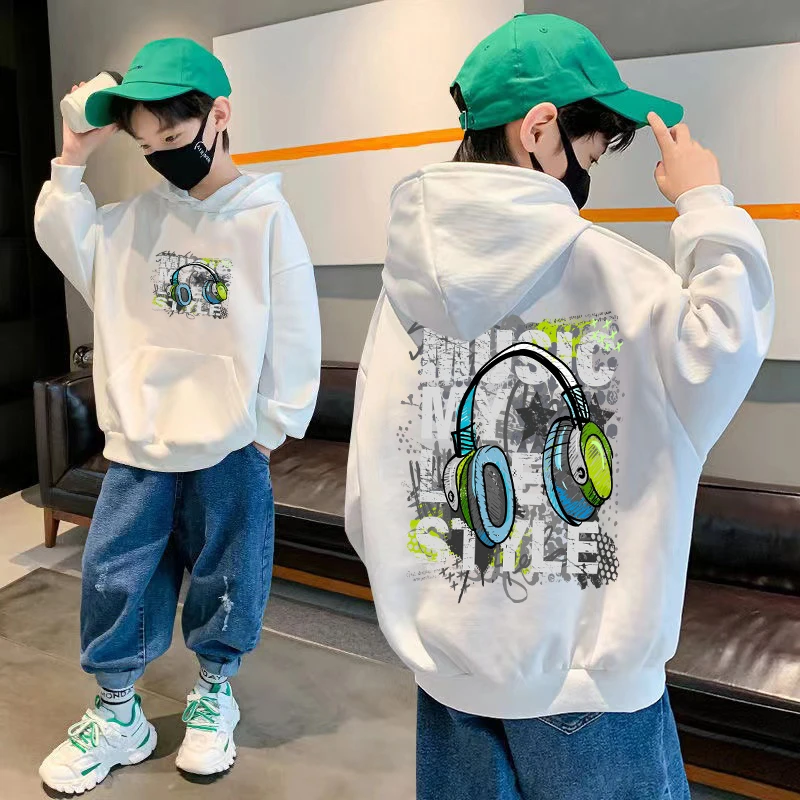 【银狐绒】男童秋装连帽卫衣儿童秋冬款嘻哈上衣休闲百搭宝宝卫衣男