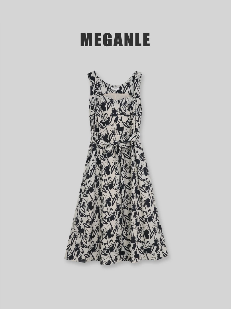 【山野】MEGANLE 艺术感扭结吊带无袖系带连衣裙2024226