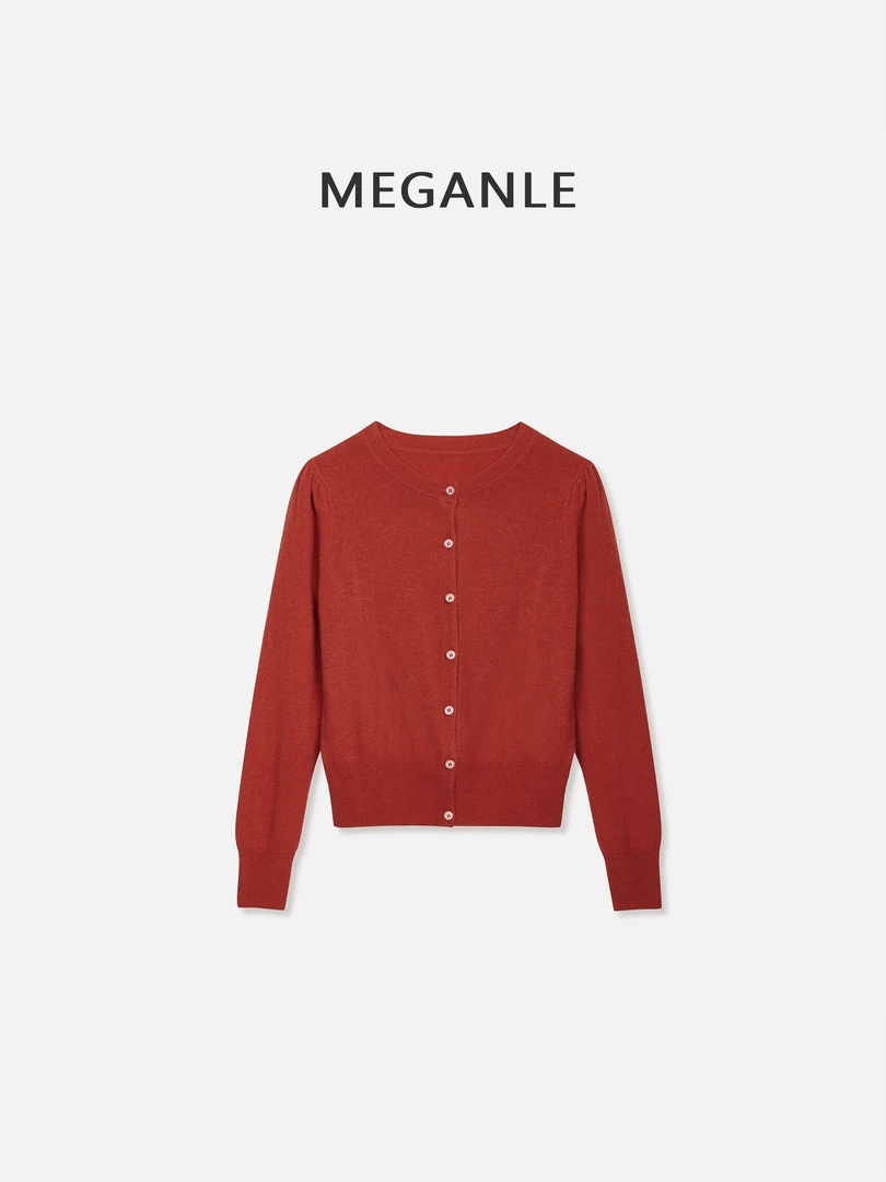 【云朵2.0】MEGANLE 亲肤舒适圆领长袖羊毛针织开衫2024503