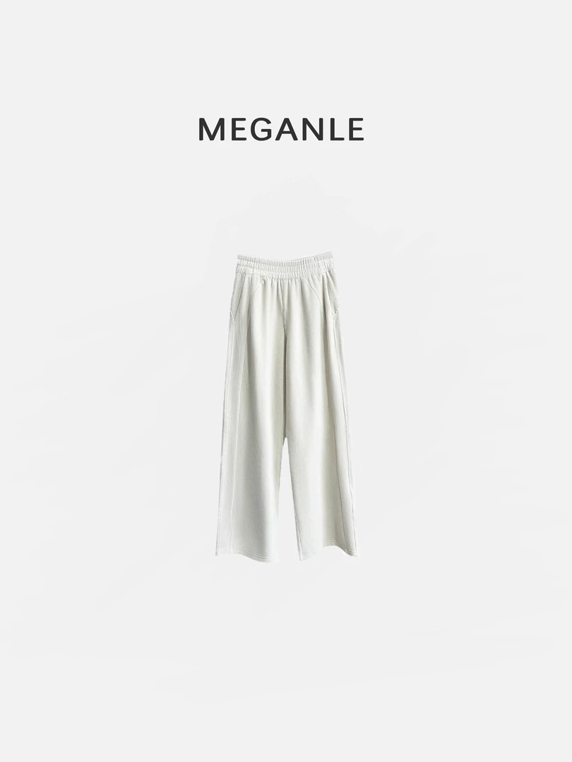 【绵绵裤】MEGANLE 灯芯绒直筒高腰阔腿松紧腰休闲长裤2024548