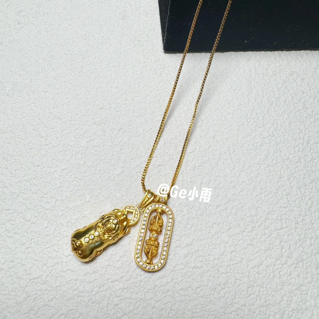 铜合金锆石吊坠 【SESY-08】降魔杵貔貅吊坠金色项链