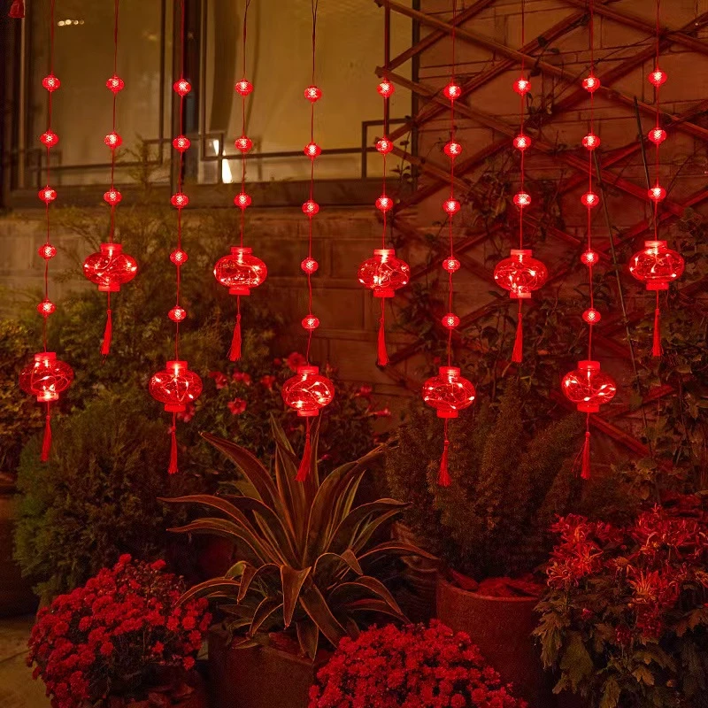 新年小红灯笼装饰灯家里过年led彩灯闪灯串灯户外阳台灯带氛围灯